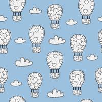 seamless vector pattern with air balloons and clouds