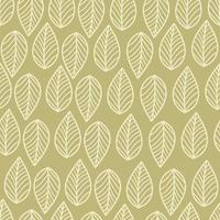 Elegant seamless background vector with leaves. doodle leaves endless pattern in golden yellow color. Leaves in line art style.