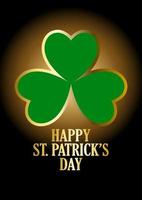 Text of Happy Saint Patrick's Day with three-leaved shamrock vector