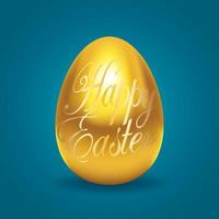 Golden egg with Happy Easter text vector