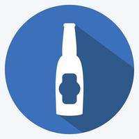 Beer Bottle I Icon in trendy long shadow style isolated on soft blue background vector