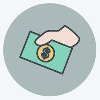 Money Sharing Icon in trendy color mate style isolated on soft blue background vector