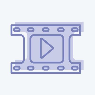 Video Reel Icon in trendy two tone style isolated on soft blue background