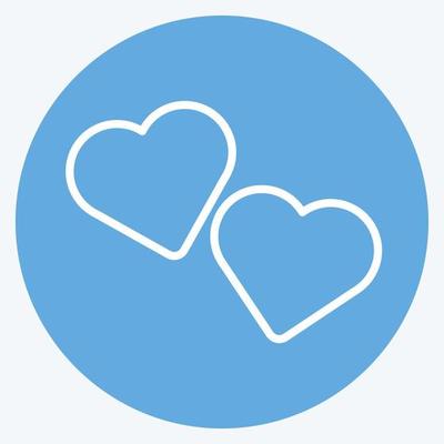 Hearts Icon in trendy blue eyes style isolated on soft blue background