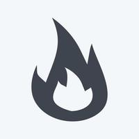 Fire Icon in trendy glyph style isolated on soft blue background vector