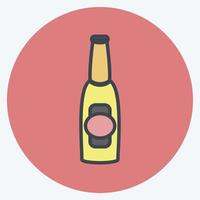 Beer Bottle I Icon in trendy color mate style isolated on soft blue background vector