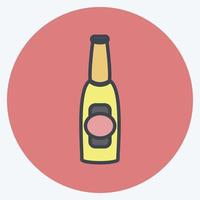 Beer Bottle I Icon in trendy color mate style isolated on soft blue background vector