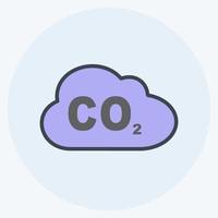 Icono de gas de dióxido de carbono en el moderno estilo de color mate aislado sobre fondo azul suave vector