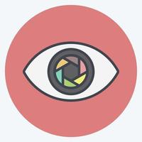 Eye Icon in trendy color mate style isolated on soft blue background vector