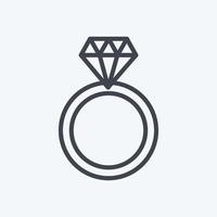 icono de anillo de diamantes en estilo de línea de moda aislado sobre fondo azul suave vector