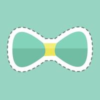 Bow Tie Sticker in trendy line cut isolated on blue background vector