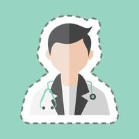 Doctor Sticker in trendy line cut isolated on blue background vector