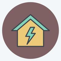 Electricity Danger Icon in trendy color mate style isolated on soft blue background vector