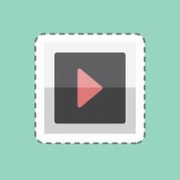 Video Sticker in trendy line cut isolated on blue background vector