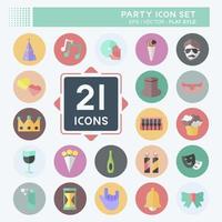 Party Icon Set in trendy flat style isolated on soft blue background vector