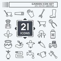 Garden Icon Set in trendy line style isolated on soft blue background vector