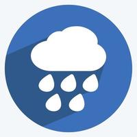 Icono de lluvia intensa en el moderno estilo de sombra larga aislado sobre fondo azul suave vector