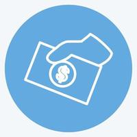 Money Sharing Icon in trendy blue eyes style isolated on soft blue background