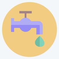 icono de grifo de agua en un moderno estilo plano aislado sobre fondo azul suave vector