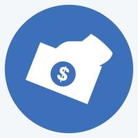 Money Sharing Icon in trendy long shadow style isolated on soft blue background vector