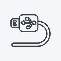 Icono de cable USB en estilo de línea de moda aislado sobre fondo azul suave vector