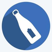 Champagne bottle Icon in trendy long shadow style isolated on soft blue background vector