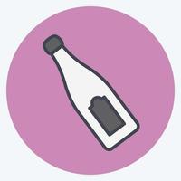 Champagne bottle Icon in trendy color mate style isolated on soft blue background vector