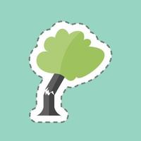 Tree Falling Sticker in trendy line cut isolated on blue background vector