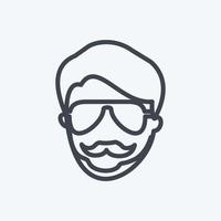 Hipster Man Icon in trendy line style isolated on soft blue background vector