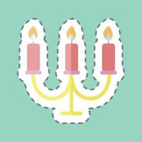 Candles Sticker in trendy line cut isolated on blue background vector