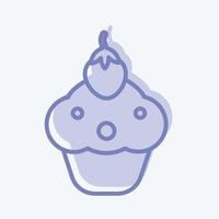 icono de cupcake en estilo moderno de dos tonos aislado sobre fondo azul suave vector