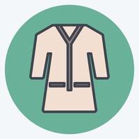 Towel Robe Icon in trendy color mate style isolated on soft blue background vector