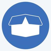icono de caja en estilo de moda larga sombra aislado sobre fondo azul suave vector