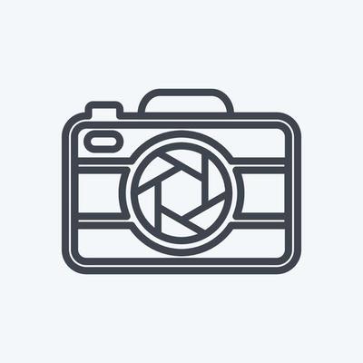 Camera I Icon in trendy line style isolated on soft blue background