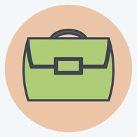 Briefcase Icon in trendy color mate style isolated on soft blue background vector