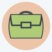 Briefcase Icon in trendy color mate style isolated on soft blue background vector