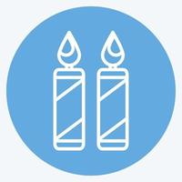 Icono de dos velas en el moderno estilo de ojos azules aislado sobre fondo azul suave vector