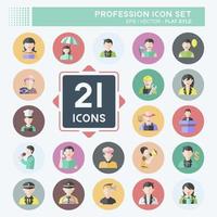 Profession Icon Set in trendy flat style isolated on soft blue background vector