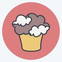 Cupcake Icon in trendy color mate style isolated on soft blue background vector