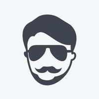 Hipster Man Icon in trendy glyph style isolated on soft blue background vector