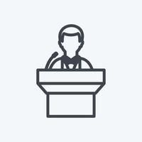 Speaking on podium Icon in trendy line style isolated on soft blue background vector