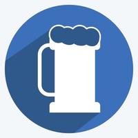 pinta de cerveza i icono en el moderno estilo de sombra larga aislado sobre fondo azul suave vector