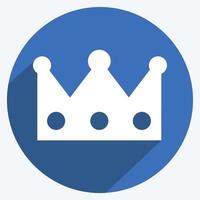 icono de corona en estilo moderno de sombra larga aislado sobre fondo azul suave vector