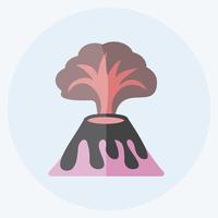 Volcano Erupting Icon in trendy flat style isolated on soft blue background vector