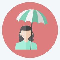 Holding umbrella Icon in trendy flat style isolated on soft blue background vector