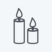 Icono de velas en estilo de línea de moda aislado sobre fondo azul suave vector