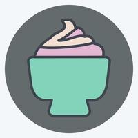 Cream Bowl Icon in trendy color mate style isolated on soft blue background vector