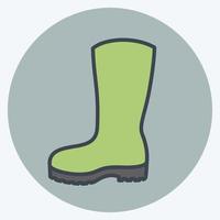 Icono de botas de jardinería en el moderno estilo de color mate aislado sobre fondo azul suave vector