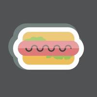 Adhesivo de hot dog en moda aislado sobre fondo negro vector