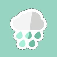 Heavy Rain Sticker in trendy line cut isolated on blue background vector